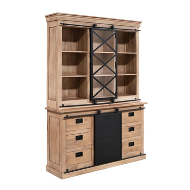 Display Cabinet – Mango Wood, Black Metal, Natural Finish – Fresno | Starfurn