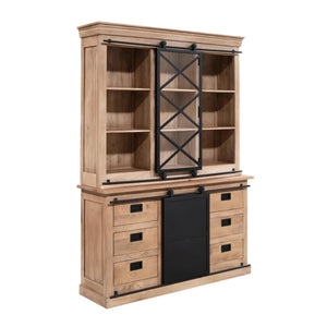 Vitrinenschrank – Mangoholz, Schwarzmetall, Naturfinish – Fresno | Starfurn