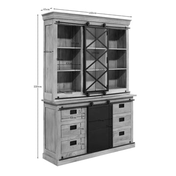 Vitrinenschrank – Mangoholz, Schwarzmetall, Naturfinish – Fresno | Starfurn