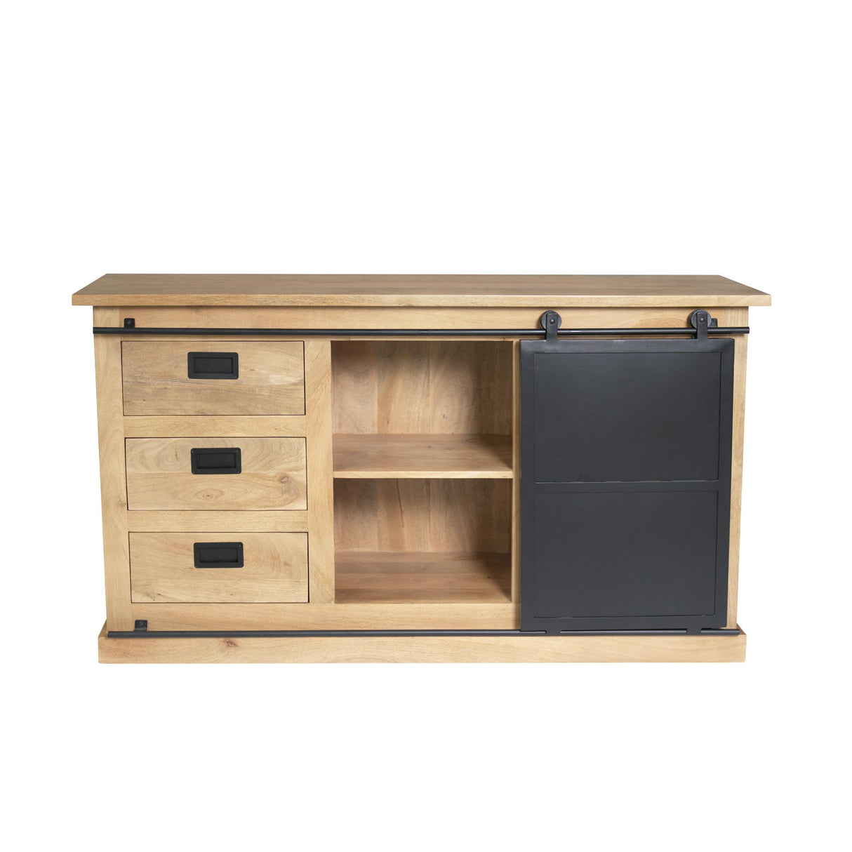 Sideboard – Mango Wood, Black Metal, Natural Finish – Fresno | Starfurn