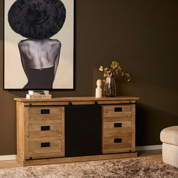 Sideboard – Mango Wood, Black Metal, Natural Finish – Fresno | Starfurn