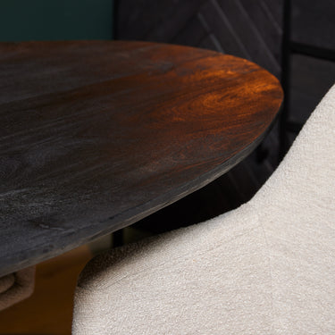 Dining Table – Sandblasted Mango Wood Top, Oval Design, Metal Matrix Frame – New York | Starfurn