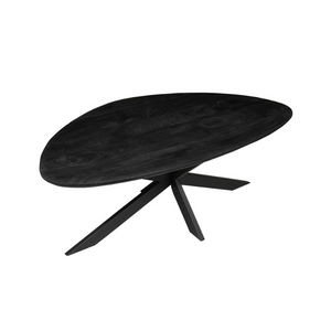 Couchtisch - Mangoholz Schwarz, Tropfenform, Metallbeine, 130 cm – New York | Starfurn