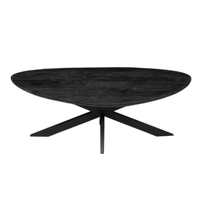 Couchtisch - Mangoholz Schwarz, Tropfenform, Metallbeine, 130 cm – New York | Starfurn