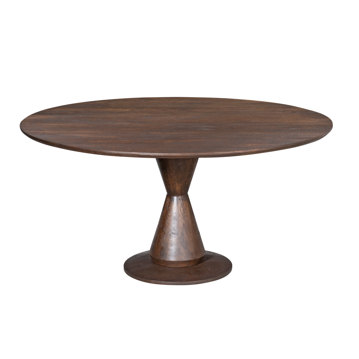 Esszimmertisch - Mangoholz Braun, Runde Form, Zentrale Säule, 130 cm – Lima | Starfurn