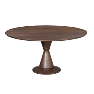 Esszimmertisch - Mangoholz Braun, Runde Form, Zentrale Säule, 130 cm – Lima | Starfurn