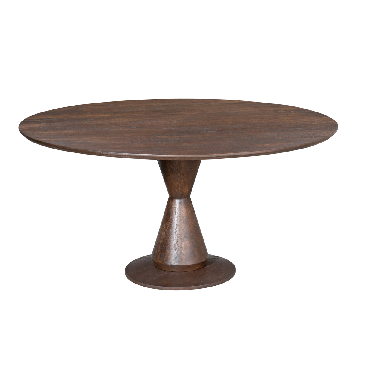 Esszimmertisch - Mangoholz Braun, Runde Form, Zentrale Säule, 130 cm – Lima | Starfurn