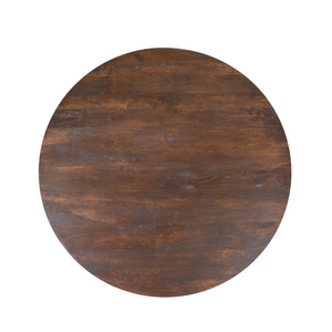 Esszimmertisch - Mangoholz Braun, Runde Form, Zentrale Säule, 150 cm – Lima | Starfurn