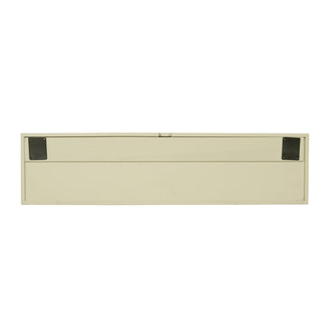 Schwebendes TV-Möbel - Sandfarbenes Mangoholz, Vertikale Lamellenfront, Grifflose Türen, 120 cm – Madison | Starfurn
