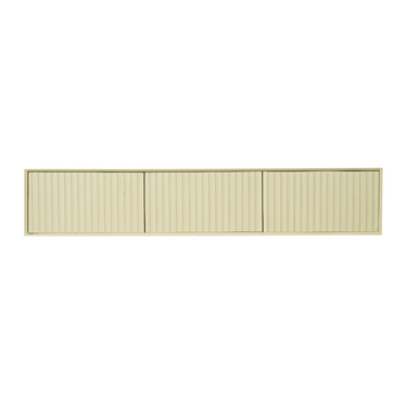 Floating TV Unit - Mango Wood, Slatted Pattern, Sand Color - Madison | Starfurn