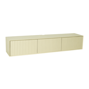 Floating TV Unit - Mango Wood, Slatted Pattern, Sand Color - Madison | Starfurn
