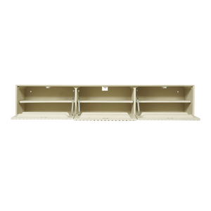 Floating TV Unit - Mango Wood, Slatted Pattern, Sand Color - Madison | Starfurn