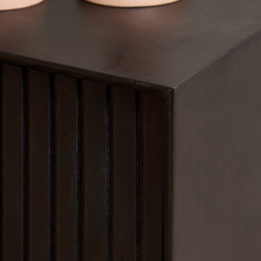 Floating TV Unit – Mango Wood, Vertical Slats, Handleless Push-to-Open – Madison | Starfurn