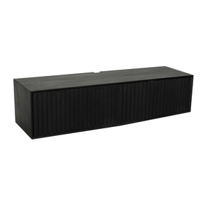 Floating TV Unit – Mango Wood, Vertical Slats, Handleless Push-to-Open – Madison | Starfurn