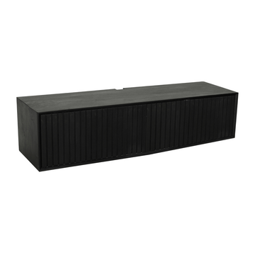 Schwebendes TV-Möbel - Schwarzes Mangoholz, Vertikale Lamellenfront, Grifflose Türen, 120 cm – Madison | Starfurn