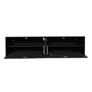 Floating TV Unit – Mango Wood, Vertical Slats, Handleless Push-to-Open – Madison | Starfurn