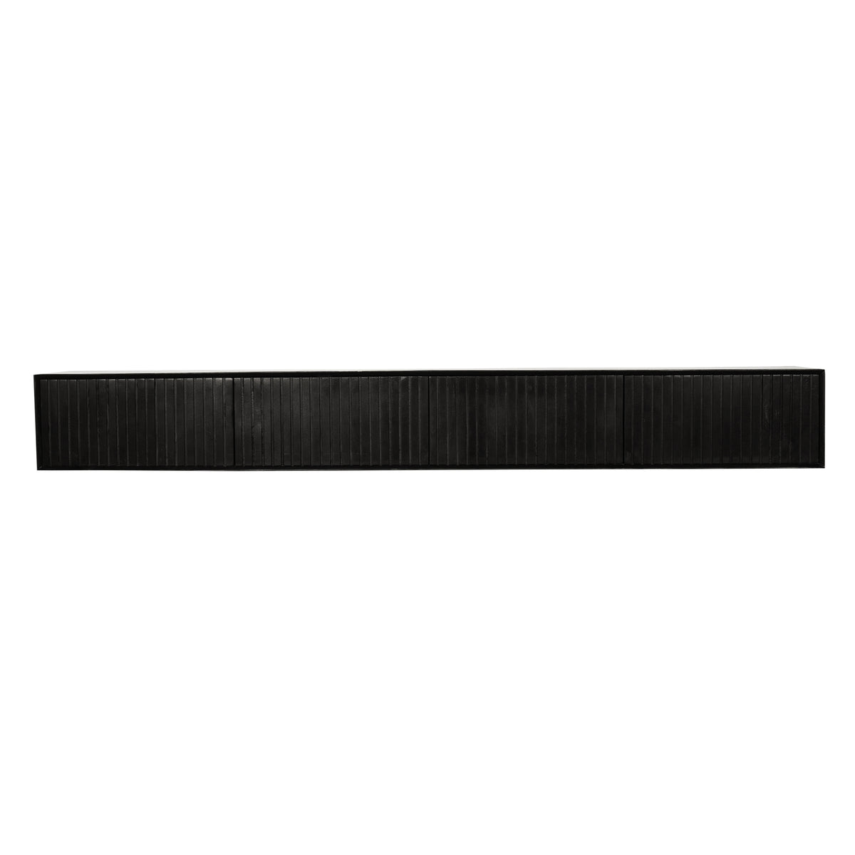 Floating TV Unit - Mango Wood, Vertically Grooved Doors, Handleless with Push-to-Open, Wall Mounted - Madison | Starfurn