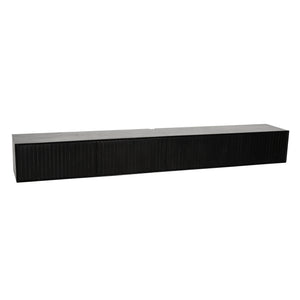 Floating TV Unit - Mango Wood, Vertically Grooved Doors, Handleless with Push-to-Open, Wall Mounted - Madison | Starfurn