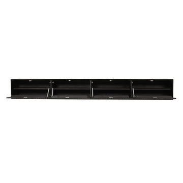 Schwebendes TV-Möbel - Schwarzes Mangoholz, Vertikale Lamellenfront, Grifflose Türen, 240 cm – Madison | Starfurn