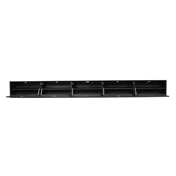 Schwebendes TV-Möbel - Schwarzes Mangoholz, Vertikale Lamellenfront, Grifflose Türen, 280 cm – Madison | Starfurn