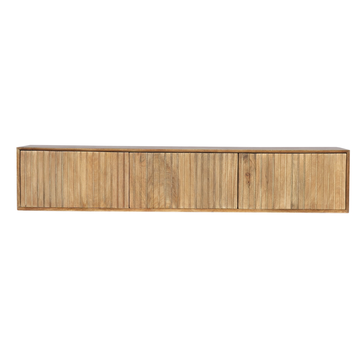 Schwebendes TV-Möbel – Mangoholz, Lamellenfront, Naturfarbe – Madison | Starfurn