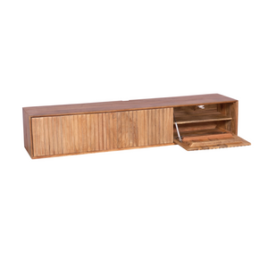 Schwebendes TV-Möbel – Mangoholz, Lamellenfront, Naturfarbe – Madison | Starfurn