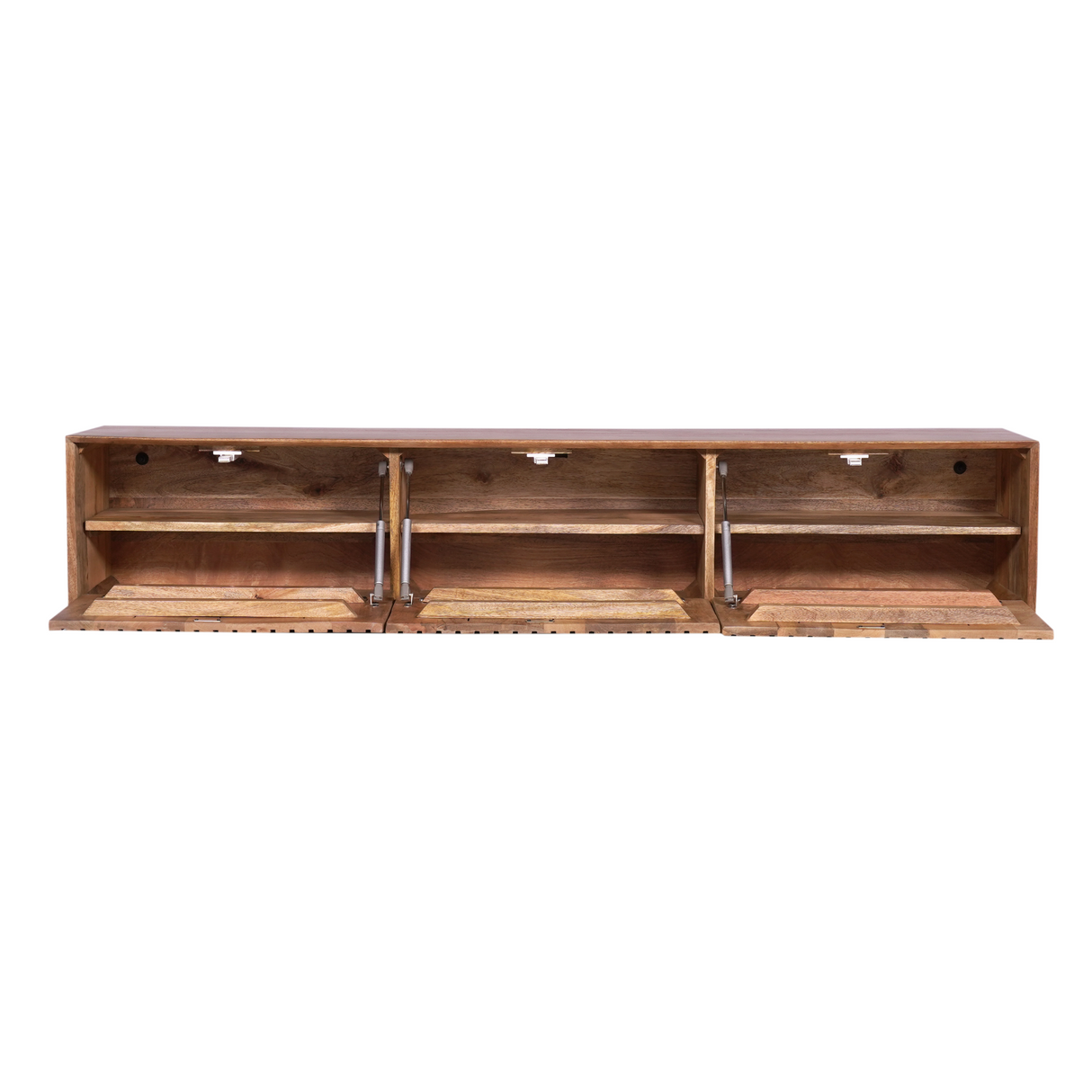 Schwebendes TV-Möbel – Mangoholz, Lamellenfront, Naturfarbe – Madison | Starfurn