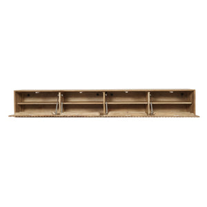 Floating TV Unit – Mango Wood, Vertical Slats, Push-to-Open – Madison | Starfurn
