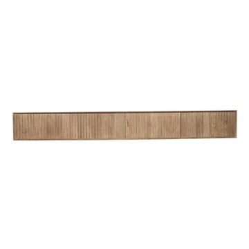 Schwebendes TV-Möbel - Naturfarbenes Mangoholz, Vertikale Lamellenfront, Grifflose Türen, 280 cm – Madison | Starfurn