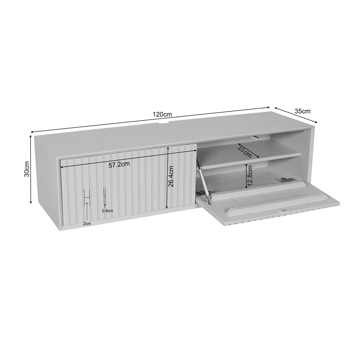 Floating TV Unit – Mango Wood, Louvered Doors, Push-to-Open Mechanism – Madison | Starfurn