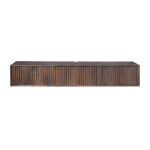 Floating TV unit - Mango wood, brown look, slatted look - Madison | Starfurn