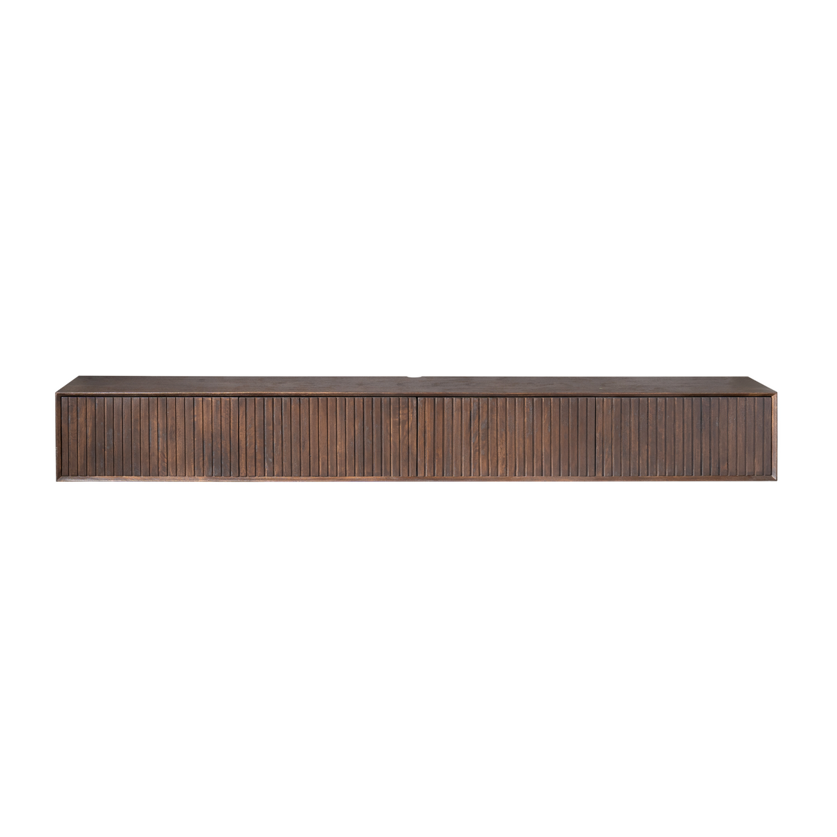 Floating TV Stand - Mango Wood, Brown Color, Slatted Front - Madison | Starfurn
