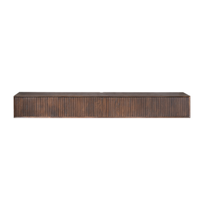 Floating TV Stand - Mango Wood, Brown Color, Slatted Front - Madison | Starfurn