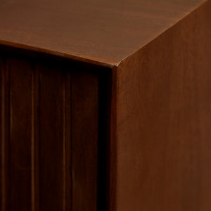 Floating TV Unit – Mango Wood, Slatted Front, Brown Finish – Madison | Starfurn
