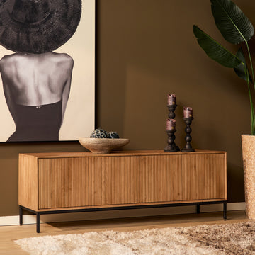 TV-Möbel – Mangoholz, Lattenfront, Naturfarbe – Madison | Starfurn