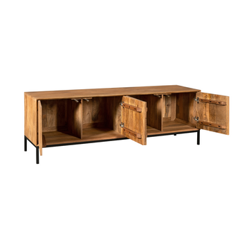 TV-Möbel – Mangoholz, Lattenfront, Naturfarbe – Madison | Starfurn