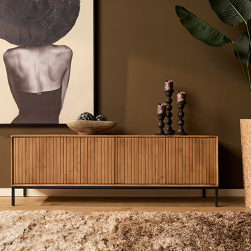 TV-Möbel – Mangoholz, Lattenfront, Naturfarbe – Madison | Starfurn