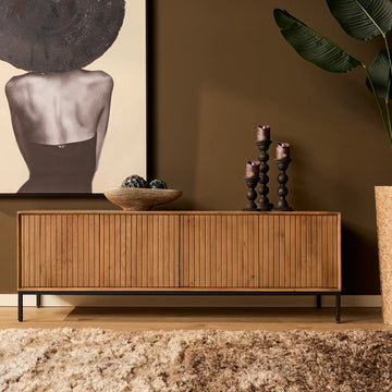 TV-Möbel – Mangoholz, Lattenfront, Naturfarbe – Madison | Starfurn