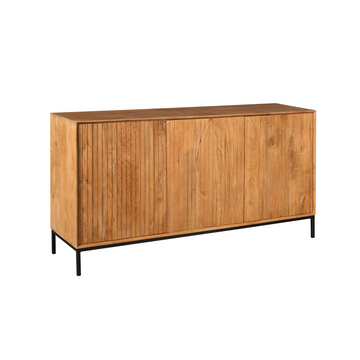 Sideboard - Naturfarbenes Mangoholz, Vertikale Lamellenfront, Grifflose Türen, 165 cm – Madison | Starfurn