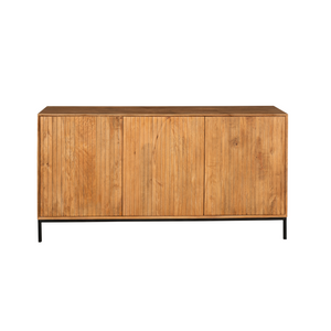 Sideboard - Naturfarbenes Mangoholz, Vertikale Lamellenfront, Grifflose Türen, 165 cm – Madison | Starfurn