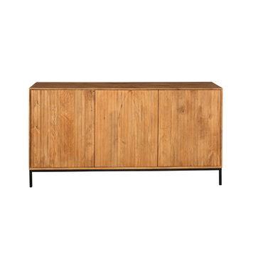 Sideboard - Naturfarbenes Mangoholz, Vertikale Lamellenfront, Grifflose Türen, 165 cm – Madison | Starfurn