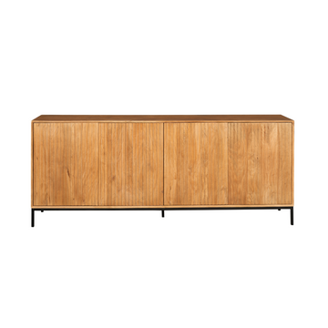 Sideboard - Naturfarbenes Mangoholz, Vertikale Lamellenfront, Grifflose Türen, 210 cm – Madison | Starfurn
