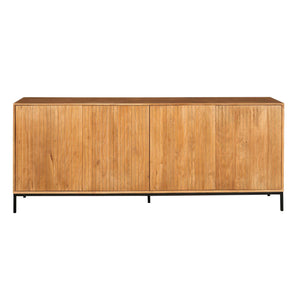 Sideboard - Naturfarbenes Mangoholz, Vertikale Lamellenfront, Grifflose Türen, 210 cm – Madison | Starfurn