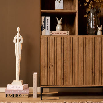 schrank – Natürliches Mangoholz, Vertikale Latten, Offene Fächer – Madison | Starfurn