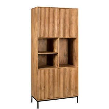 schrank – Natürliches Mangoholz, Vertikale Latten, Offene Fächer – Madison | Starfurn