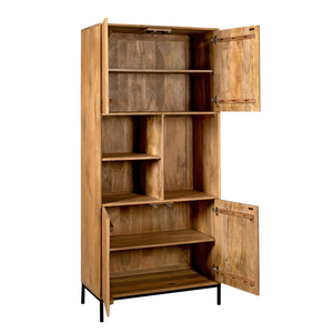 Shelf – Natural Mango Wood, Vertical Slats, Open Compartments – Madison | Starfurn