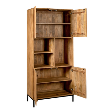 schrank – Natürliches Mangoholz, Vertikale Latten, Offene Fächer – Madison | Starfurn