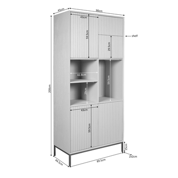 schrank – Natürliches Mangoholz, Vertikale Latten, Offene Fächer – Madison | Starfurn