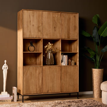 schrank – Mangoholz, Lattenmuster, Metallgestell XL – Madison | Starfurn