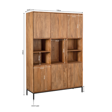 schrank – Mangoholz, Lattenmuster, Metallgestell XL – Madison | Starfurn